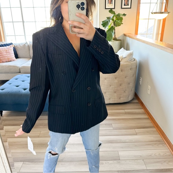 Ralph Lauren Jackets & Blazers - Vintage Ralph Lauren Wool Blend Pinstripe Double Breasted Blazer Suit navy SZ 14